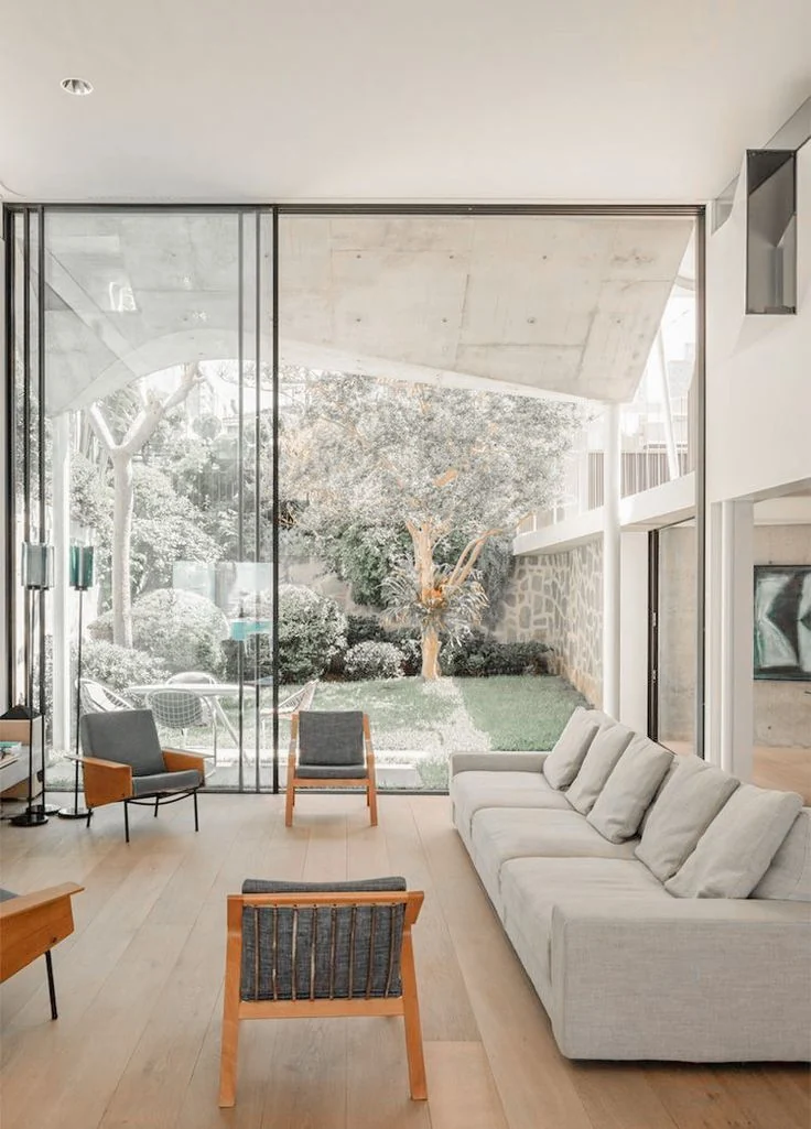 Glazed wall system in a residential interior